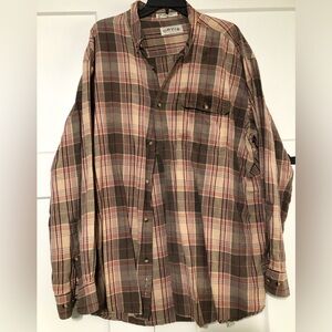 Orvis Men's Plaid Shirt Browns and Pinks Button Shirt Men’s 2X